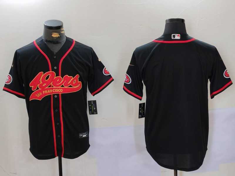 Men%27s San Francisco 49ers Black With Patch Cool Base Stitched Baseball Jersey